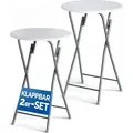 Produktbild: CASARIA® Stehtisch 2er Set Klappbar Höhe 110cm Ø60cm Beistelltisch Klapptisch Bartisch Cocktail Holz Partytisch Rund Hochtisch Garten Gartentisc... - Weiß