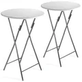 Produktbild: Casaria® Stehtisch 2er Set Klappbar Höhe 110cm Ø60cm Beistelltisch Klapptisch Bartisch Cocktail Holz Partytisch Rund Hochtisch Garten Gartentisch weiß
