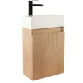 Produktbild: Stilform - Gäste-wc Badmöbel Waschbecken Mit Unterschrank Handwaschbecken:ohne Spiegel, Eiche Natur