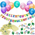 Produktbild: Oblique Unique® Schuleinführung Schulanfang Einschulung Deko Set für Jungs und Mädchen - 10 Luftballons + Alles Gute zum Schulanfang Girlande + 20 Servietten + Konfetti Set