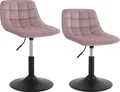 Produktbild: WOLTU 2er-Set Barhocker Barstuhl Barsessel höhenverstellbar Küchenhocker mit Lehne 360° Drehstuhl Samt, Rosa