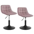 Produktbild: WOLTU Schminktisch Stuhl Hocker 2er Set für Schminktisch, Schlafzimmer & Esszimmer - Höhenverstellbar, 360° Drehbar mit Rückenlehne, aus Bequemer Samt, Rosa