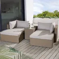 Produktbild: riess-ambiente Outdoor Gartenlounge Set XXL MODULAR natur Polyrattan Sitzgruppe wetterfest inkl. Kissen