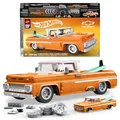 Produktbild: Mattel Brick Shop Hot Wheels Elite Serie Bauset, Custom ’62 Chevy Pickup mit 858 Teilen, realistischen Details und individuellen Aufklebern, für Sammler und Kinder ab 10 Jahren, JFT20