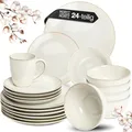 Produktbild: Moritz & Moritz SENSE 24-tlg. Geschirrset 6 Personen Beige - Stylisches Steinzeug Geschirr Set - Kratz-, Mikrowellen- & Spülmaschinenfest, Essgeschirr, Tafelservice, Kombiservice 6 Personen