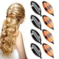Produktbild: Bananen Clips 8Pcs Fisch Haarspangen Bananen Haarklammer Pferdeschwanz Fischform Haarspange Lange Haare Kamm 14 cm für Damen (Schwarz, Mischbraun)