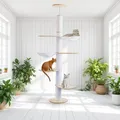 Produktbild: Katzenbaum, deckenhoch,5-stöckig, höhenverstellbar 190–260 cm, hohes Katzenkletter-Aktivitätszentrum mit Kratzbaum, 4 Stufen und 2 Hängematten