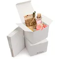 Produktbild: Belle Vous Karton Geschenkboxen Weiß (20 Stk) - Schachteln 12x12x9cm Pappschachteln mit Deckel - Kraftpapier Geschenk Box Zum Selber Aufbauen für Geschenke, Hochzeit, Party, Weihnachten