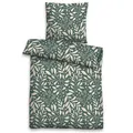 Produktbild: Jersey-Bettwäsche - grün-weiß - 135x200 cm Bettwäschegarnitur Bettbezug