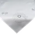 Produktbild: Tischdecke Leinen-Optik Bestickt Deko Esszimmer Serie Pusteblume Tischwäsche Stickerei Blumen Ornamente Tischdeko Typ887 Mitteldecke 85x85 cm wollweiß