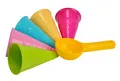 Produktbild: Simba Sandformen EIS – 6‑teiliges Sandspielzeug‑Set mit 5 Waffelformen & Portionierer, EIS‑Sandformen für Kinder, bunter Kunststoff, ca. 15 cm, ab 2 Jahren