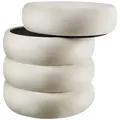 Produktbild: tectake Sitzhocker, Samtahorn, Weiß, Holz, Rund, 42x47x42 cm, Wohnzimmer, Hocker, Sitzhocker
