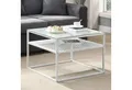 Produktbild: FINEBUY Couchtisch FB72739 Glas Metall 60 cm Quadratisch Wohnzimmertisch Ablage Modern (Sofatisch Glas Quadratisch 60 cm Weiß Ablage), Wohnzimmertisch Industrial, Metallgestell Modern