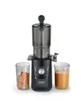 Produktbild: CASO JuiceFit – Kompakter Slow Juicer, matt-schwarz, große 105-mm Einfüllöffnung, schonendes Kaltentsaften (50–70 U/Min), bis zu 30% mehr Saft, 2×800-ml Behälter & Bürste