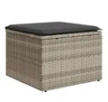 Produktbild: vidaXL Hocker Gartenhocker mit Kissen Hellgrau 55x55x37 cm Poly Rattan (1 St)