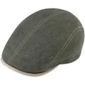 Produktbild: Fiebig Flat Cap Brighton Leinen, Schiebermütze mit Kontrastnähten, Made in Italy grün 59/L
