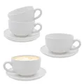 Produktbild: Cappuccino Tasse & Untertasse 200 ml - 4er Set weiß - Kaffee Becher Kaffeetasse
