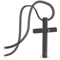 Produktbild: SERASAR Damen Halskette Schwarz Frauen Kette Schwarze Kreuz Schmuck Hals Mädchen Panzer Christen Cross Chain Hochzeit stag reif