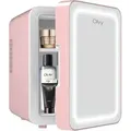 Produktbild: Olvy Kosmetik Kühlschrank 4 Liter, Tragbarer Mini Kühlschrank mit LED Spiegel, Klein Skincare Fridge, Kühl und Heiß für Zimmer, Rosa - Rosa
