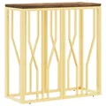 Produktbild: vidaXL Konsolentisch, Tisch für Wohnzimmer Flur Eingangsbereich, Beistelltisch mit Gestell aus Edelstahl, Flurtisch Eingangstisch, Golden Edelstahl Altholz Massiv