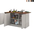 Produktbild: Kücheninsel 3 Türen für moderne Küche 155x90x90cm mit Tisch Deaton - Weiß - Eiche