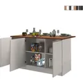 Produktbild: Kücheninsel 3 Türen Für Moderne Küche 155x90x90cm Mit Tisch Deaton - Weiß - Eiche