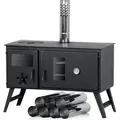 Produktbild: CampFeuer Zeltofen | 28,5 x 58,5 x 260 cm | Zeltheizung, Holzofen für Camping - Schwarz