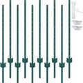 Produktbild: VEVOR 4 Fu_ Zaunpfosten, 10er-Pack T-Pfosten Hochleistungs-Zaunpfosten aus Metall, stabile Zaunpfähle aus Stahl für Gartenhof, Rasen, Bauernhöfe un