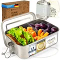 Produktbild: Dimono® Lunchbox Brotdose 850ml Auslaufsichere Bento-Box Brotzeit-Dose aus Edelstahl; Wasserdichte Nachhaltige Dose mit Fächer & Dichtungen
