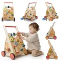 Produktbild: Lauflernwagen aus Holz für Babys ab 1 Jahr Laufwagen Holz-Walker Holzwagen Gehhilfe für Kleinkinder - Braun