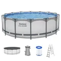 Produktbild: Frame Pool - Set mit Filterpumpe Swimmingpool Lichtgrau Ø 427 x 122 cm