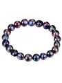 Produktbild: Valero Pearls Damen Perlenarmband mit Barock Süßwasser-Zuchtperlen 8,5-9,5 mm dunkelblau/pfauenblau - flexibel/ohne Verschluss