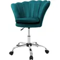 Produktbild: Ml-design - Bürostuhl aus Samt, Petrol, Schminktisch Stuhl mit Muschel-Rückenlehne, Drehstuhl mit Rollen, Schreibtischstuhl höhenverstellbar,