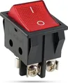 Produktbild: Wippschalter rot mit Schraubanschluss, 2 polig (4pin) 16A 250 beleuchtet-LED