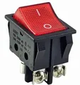 Produktbild: Wippschalter rot mit Schraubanschluss, Geräteschalter 2 polig (4pin) 16A 250~ beleuchtet-LED