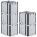 Produktbild: PROREGAL® Stapelbox SparSet Eurobox NextGen Economy/geschlossen, Grau, 3-16 Stück (5 St) geschlossen | 32 cm