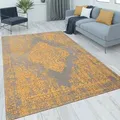Produktbild: Paco Home Teppich Wohnzimmer Kurzflor Vintage Orientalisches Muster Ornamente Moderne Deko 80x150 cm, Anthrazit-Gelb