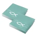 Produktbild: itenga Servietten Papier Fisch 30 x 30 cm 3-lagig 40 Stück für Taufe Kommunion Konfirmation Jungen und Mädchen (türkis)
