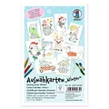 Produktbild: Ursus 28340099F - Ausnähkarten für Kinder, 50 weiße Stickkarten mit 10 vorgedruckten Winter-Motiven, ca. 11 x 17 cm groß, zum Aussticken und Ausmalen