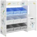 Produktbild: [en.casa] Kinderregal, Weiß, Grau, Blau, Holzwerkstoff, Tiere, 90x80x29.5 cm, Kinder- & Jugendzimmer, Kindermöbel, Kinderregale