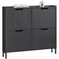 Produktbild: SoBuy Schuhkipper FSR177, Schuhschrank, Flurschrank Hoch Kommode für Diele, Flur, Schuhschrank schmal Schuhregal Schuhkommode Schuhablage schwarz 100 cm x 91 cm x 19 cm