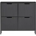 Produktbild: Fsr177-l-sch Schuhkipper Mit 4 Klappen Schuhschrank Schmal Schuhregal Mit 8 Ablageflächen Schuhkommode Schuhablage Schwarz Bht Ca. 100x91x19cm - Sobuy