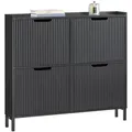 Produktbild: SCHUHSCHRANK schmal mit 4 Klappen 100x91x19cm Schwarz
