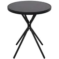 Produktbild: DEGAMO Bistrotisch Balkontisch MILANO 60cm rund, Metall anthrazit + Glas schwarz - Schwarz/Grau