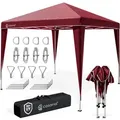 Produktbild: CASARIA® Pavillon Capri 3x3m Pop-Up UV-Schutz 50+ Wasserdicht Winterfest mit Tasche Faltbar Stabil Camping Garten Faltpavillon Partyzelt rot