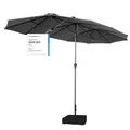 Produktbild: Sekey 220×400 cm Doppelsonnenschirm mit Kurbel & Sonnenschirm-Ständer | XXL Garten-Sonnenschirm für Terrasse, Balkon, Strand – Windfest, UV 50+, inkl. 50kg Sandsack-Basis