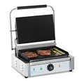 Produktbild: Royal Catering Gastro-Kontaktgrill 2200 W 300 °C 34,8 x 23 cm emailliertes Gusseisen + Edelstahl Elektrogrill kommerzieller Panini-Grill Sandwich-Pressgrill Multigrill