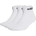 Produktbild: adidas Unisex Quarter Socken, 3er Pack - Linear Cushioned Ankle, Logo, gepolstert, einfarbig Weiß 43-45