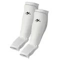 Produktbild: Ju-Sports - Spann Schienbeinschoner, weiß, Baumwolle I Schoner für viele Kampfsportarten I Dehn- & waschbarer Spannschoner & Schienbeinschutz I Größe L