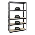 Produktbild: PROREGAL Schwerlastregal Giant Tiger HxBxT 200x120x40 cm Fachlast 265kg, 5-Ebenen, Gesamtlast 1325 kg, Schwarz, Kellerregal, Steckregal, Garagenregal, Lagerregal